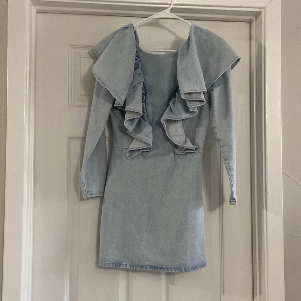 Zara ruffled denim dress